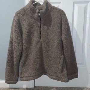 Abercrombie Brown Quarter Zip Sherpa